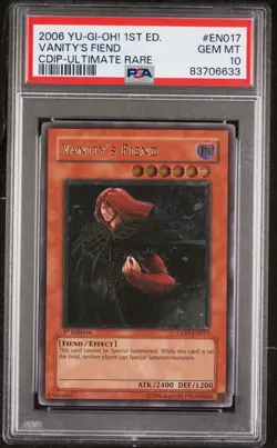 2006 Yu-Gi-Oh! 1st Edition Ultimate Rare Vanity's Fiend CDIP-EN017 PSA 10 GEM MT - Image 1