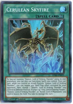 Yugioh - Cerulean Skyfire SDSA-EN019 1st Edition - Structure Deck: Sacred Beasts - Image 1