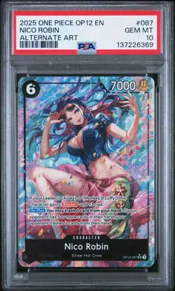 2025 ONE PIECE OP12 087 LEGACY OF THE MASTER NICO ROBIN ALT ART PSA 10 GEM MINT - Image 1