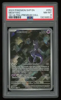 2023 POKEMON SVP EN-SV BLACK STAR PROMO 052 MEWTWO 151 ULTRA-PREMIUM COLL PSA 8 - Image 1