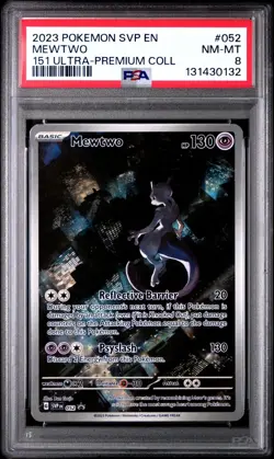 2023 POKEMON SVP EN-SV BLACK STAR PROMO 052 MEWTWO 151 ULTRA-PREMIUM COLL PSA 8 - Image 1