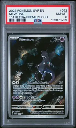 2023 POKEMON SVP EN-SV BLACK STAR PROMO 151 ULTRA-PREMIUM COLL #052 MEWTWO PSA 8 - Image 1
