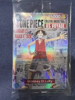 One Piece Monkey.D.Luffy College Basketball US Voyage Promo Card (Sealed) P-055 - Image 1
