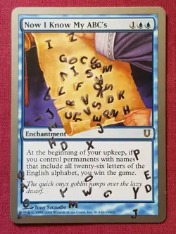 Magic The Gathering UNHINGED NOW I KNOW MY ABC'S blue card MTG - Image 1