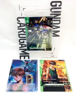 GUNDAM Card Game Wing Gundam ST02-001 LR, Heero Yuy RP-001 & ST02-010 From JAPAN - Image 1