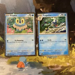 Froakie & Frogadier (OBF 56-57) cosmos holo variant Pokemon cards - Image 1