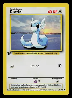 Pokemon Card - Dratini German 1st Edition Base Set 26/102 Uncommon - Image 1