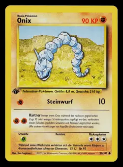 Pokemon Card - Onix German 1st Edition Base Set 56/102 Common - Image 1