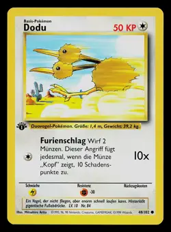 Pokemon Card - Doduo Dodu German 1st Edition Base Set 48/102 Common - Image 1
