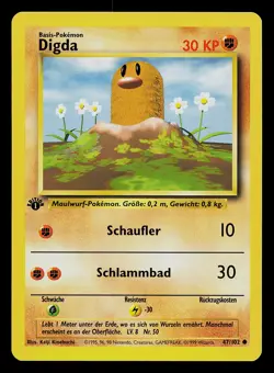 Pokemon Card - Diglett Digda German 1st Edition Base Set 47/102 Common - Image 1