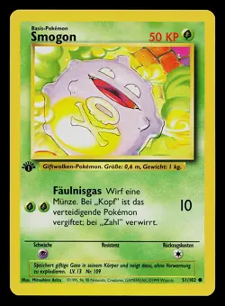 Pokemon Card - Koffing Smogon German 1st Edition Base Set 51/102 Common - Image 1