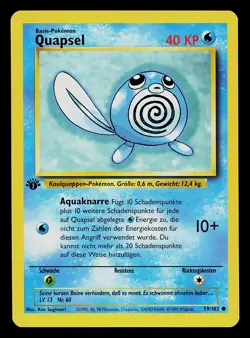 Pokemon Card - Poliwag Quapsel German 1st Edition Base Set 59/102 Common - Image 1