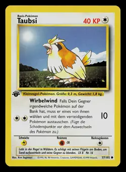 Pokemon Card - Pidgey Taubsi German 1st Edition Base Set 57/102 Common - Image 1