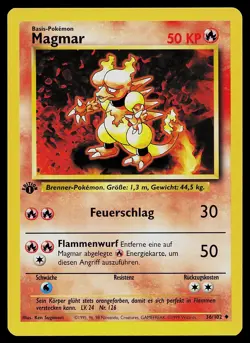 Pokemon Card - Magmar GERMAN Base Set 36/102 Uncommon 1st Edition - Image 1