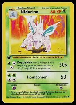 Pokemon Card - Nidorino GERMAN Base Set 37/102 Uncommon 1st Edition - Image 1