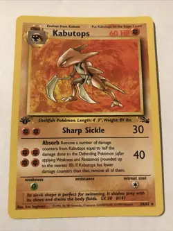 Kabutops 24/64 1st Edition Fossil Regular Rare Pokemon Card - Image 1