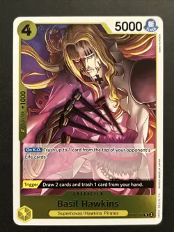OP10-109 Basil Hawkins Rare English One Piece TCG Card OP10 Royal Blood TCG LP - Image 1