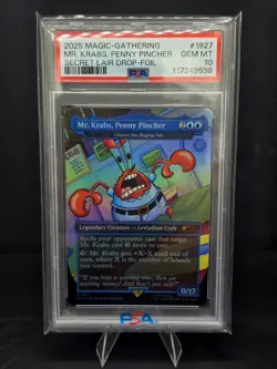 2025 Magic The Gathering Secret Lair Mr. Krabs Penny Pincher Foil PSA 10 - Image 1
