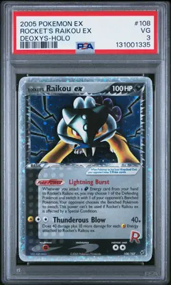 2005 POKEMON EX DEOXYS #108 ROCKET'S RAIKOU EX-HOLO PSA 3 - Image 1