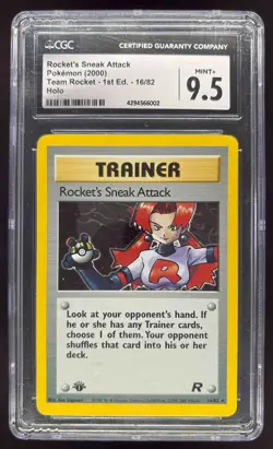 2000 Pokemon Team Rocket First Edition #16/82 Rocket's Sneak Attack CGC 9.5 - Image 1