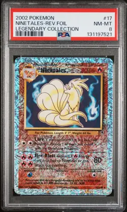 2002 POKEMON LEGENDARY COLLECTION #17 NINETALES-REVERSE FOIL PSA 8 - Image 1