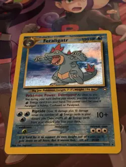 Pokemon TCG Feraligatr 4/111 Neo Genesis Unlimited Holo Rare MP Swirl - Image 1
