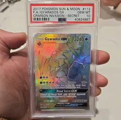2017 Pokemon Crimson Invasion Gyarados FA 112/111 Secret Rainbow Rare PSA 10 - Image 1