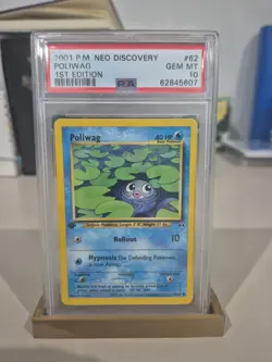 Pokemon PSA 10 1st Edition Neo Discovery Poliwag - Image 1