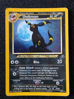 Pokemon TCG Vintage Umbreon 13/75 Neo Discovery Holo Rare - HP - Image 1