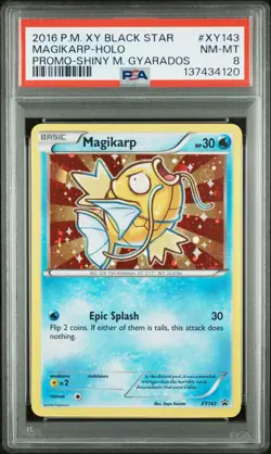 2016 POKEMON XY BLACK STAR PROMO SHINY MEGA GYARADOS #XY143 MAGIKARP-HOLO PSA 8 - Image 1