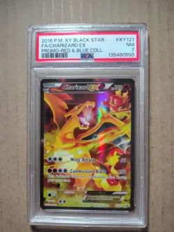2016 POKEMON XY BLACK STAR PROMO RED & BLUE FULL ART/CHARIZARD EX XY121 PSA 7 - Image 1
