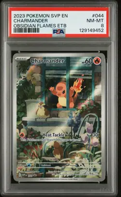 CHARMANDER 044 PSA 8 OBSIDIAN FLAMES ETB PROMO ILLUSTRATION POKEMON CARD ENGLISH - Image 1