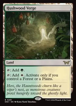 MTG 1x Hushwood Verge, NM, Duskmourn, Nonbasic White Green if Plains or Forest - Image 1