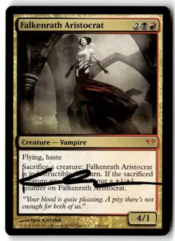 MTG Falkenrath Aristrocrat - Dark Ascension Signed Heavily Played English - Image 1