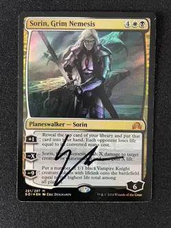 MtG Sorin, Grim Nemesis Shadows over Innistrad Foil LP Signed Autographed - Image 1
