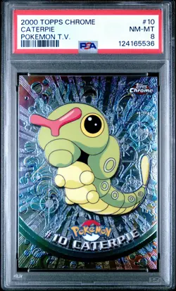 2000 TOPPS CHROME POKEMON T.V. #10 CATERPIE PSA 8 - Image 1