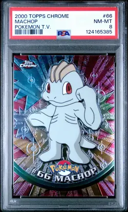 2000 TOPPS CHROME POKEMON T.V. #66 MACHOP PSA 8 - Image 1