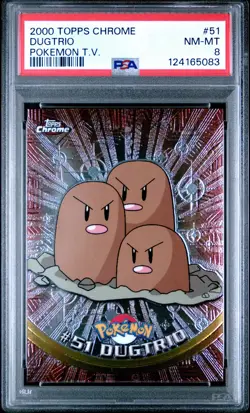 2000 TOPPS CHROME POKEMON T.V. #51 DUGTRIO PSA 8 - Image 1