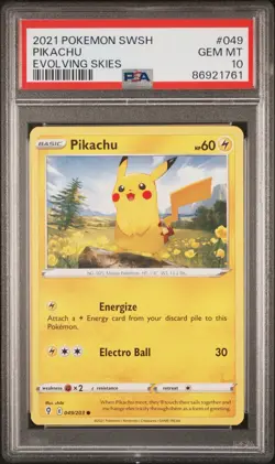 Psa 10 Pokemon Pikachu TCG Evolving Skies Card 049/203 - Image 1