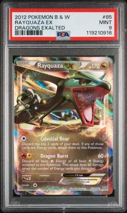 2012 POKEMON B&W DRAGONS EXALTED #85 RAYQUAZA EX PSA 9 - Image 1