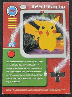 Pokemon Card TV2 #25 Pikachu TOPPS Series 1 TV Animation Non-Holo HP (Damaged) - Image 2