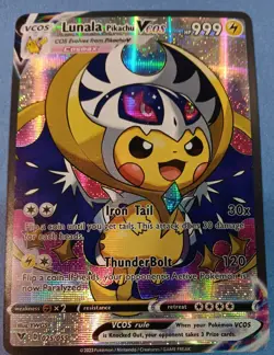 Pokemon - Lunala Pikachu VCOS 025/055 - SWSH Vivid Voltage Cosplay - HOLO - NM - Image 3