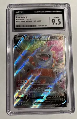 Rhyperior V CGC 9.5 MINT+ Pokemon (2020) Darkness Ablaze #181/189 - Image 1