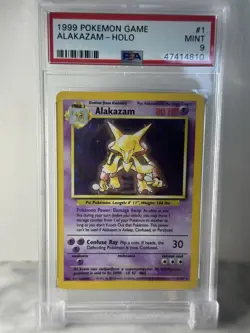 1999 POKEMON BASE SET UNLIMITED #1 ALAKAZAM-HOLO PSA 9 - Image 1