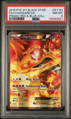 Charizard EX XY121 Black Star Promo Full Art Holo Pokemon Card PSA 8 - Image 1