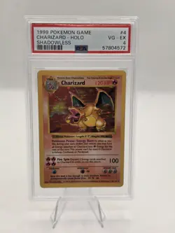 1999 Pokemon Game Charizard - Holo Shadowless PSA VG-EX 4 - Image 1