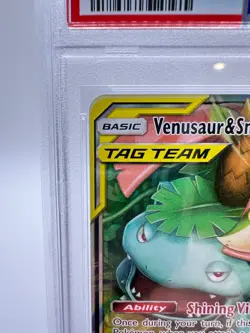 2019 Pokemon S&M Cosmic Eclipse Venusaur & Snivy GX #1 | TAG TEAM | PSA 9 MINT - Image 2