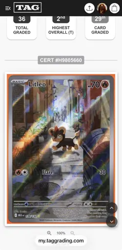 2025 Pokemon Mega Evolution Base Set - Litleo 139/132 IR Holo - TAG 10 - PSA - Image 5