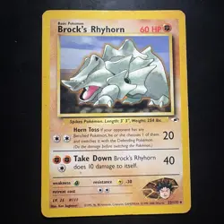 Pokemon Vintage Non-Holo Rare Brock's Rhyhorn Gym Heroes 22/132 HP WotC - Image 1