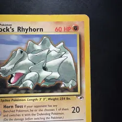 Pokemon Vintage Non-Holo Rare Brock's Rhyhorn Gym Heroes 22/132 HP WotC - Image 3